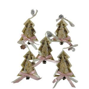 Holiday Time White Christmas Tree 5 in Ornaments 5 Piece Set Holiday Bells